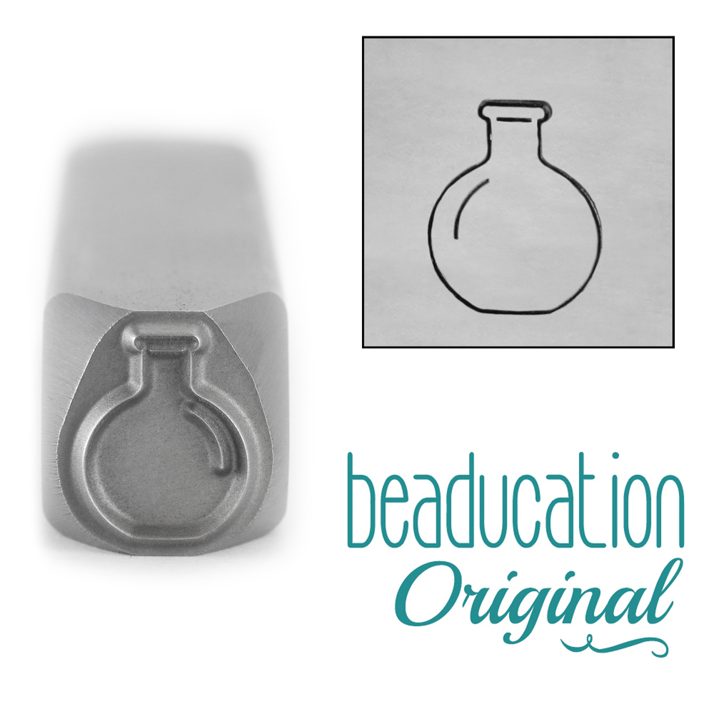 Metal Stamping Tools Short and Round Flower Vase or Beaker Metal Design Stamp, 10.5mm - Beaducation Original